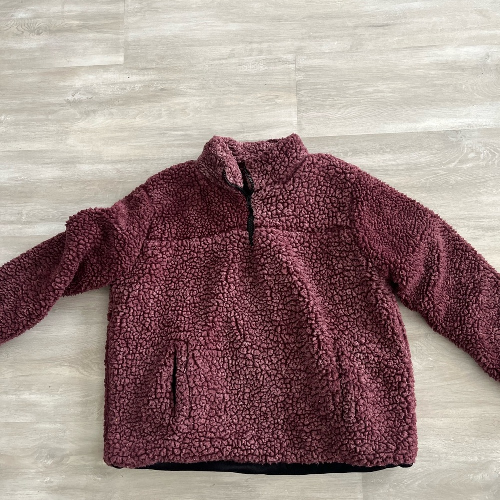 Cozy Burgundy Sherpa Pullover